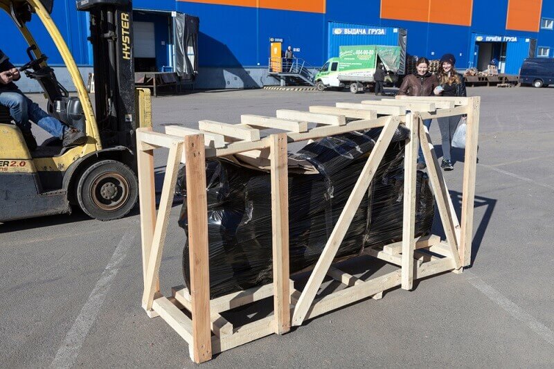packing a motorcycle with a wooden crate
