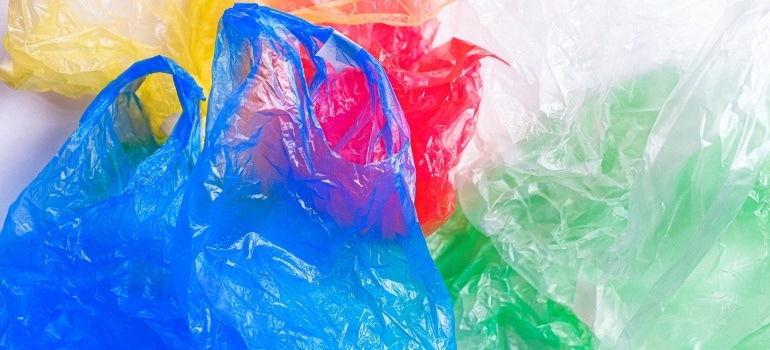 Plastic bags in different colors