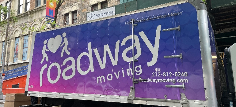 a purple moving truck