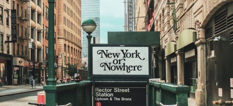 sign above the metro entrance in New York