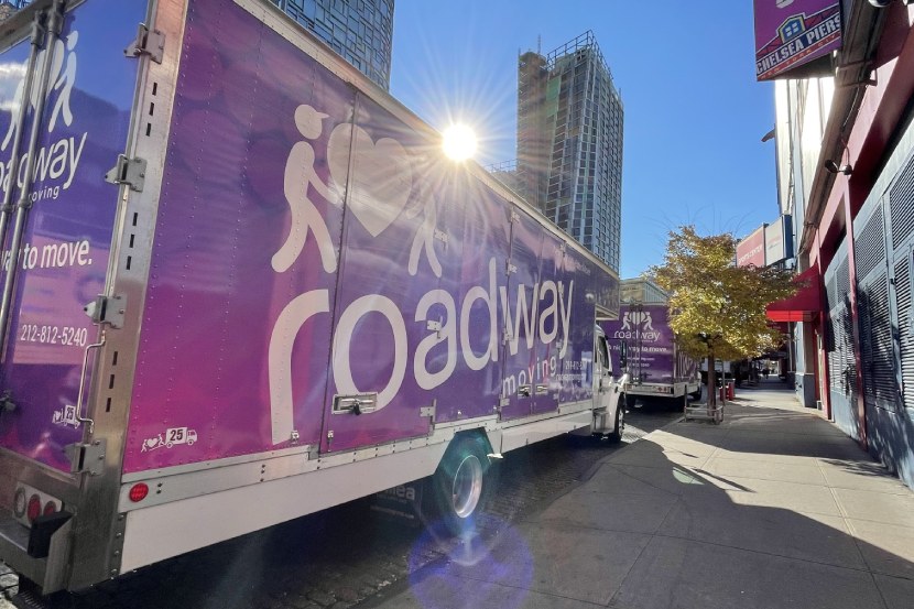 Roadway Moving trucks delivering food to New Yorkers with FeedingNYC