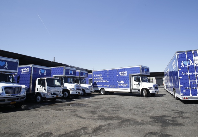 Roadway Moving's fleet of trucks, ready to move your office