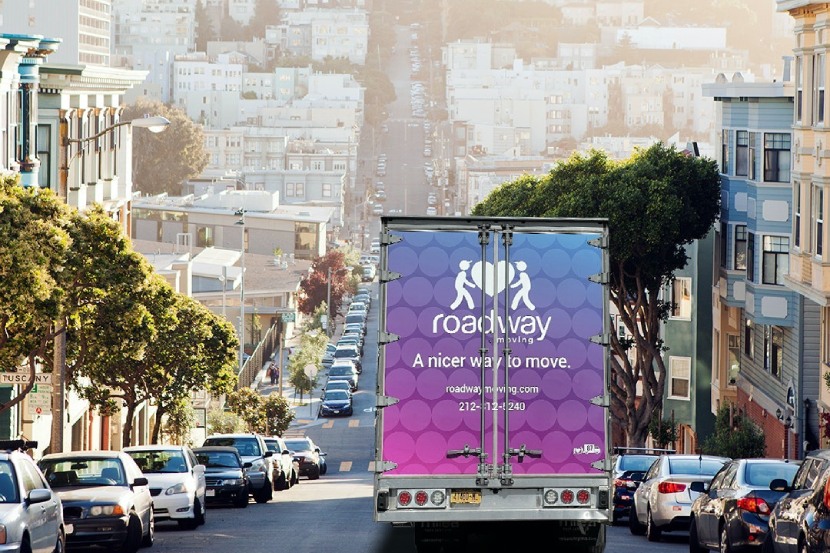 Roadway Moving truck in the California Street in San Francisco