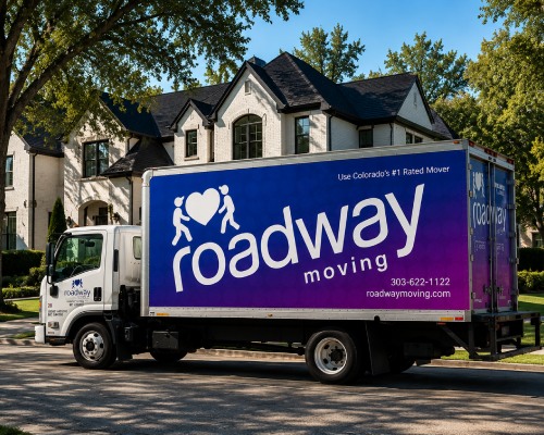Roadway Moving trucks on the streets of Dallas