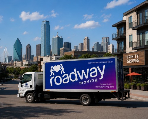Roadway Moving trucks in Trinity Groves, Dallas
