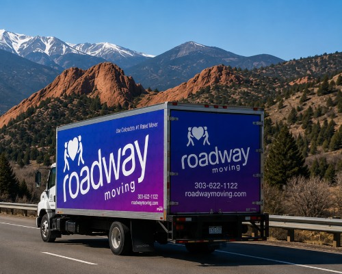 Roadway Moving trucks on a Denver move
