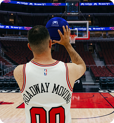 Close-up of Roadway Moving branded jersey number