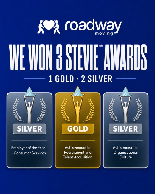 Roadway Moving earns three Stevie Awards