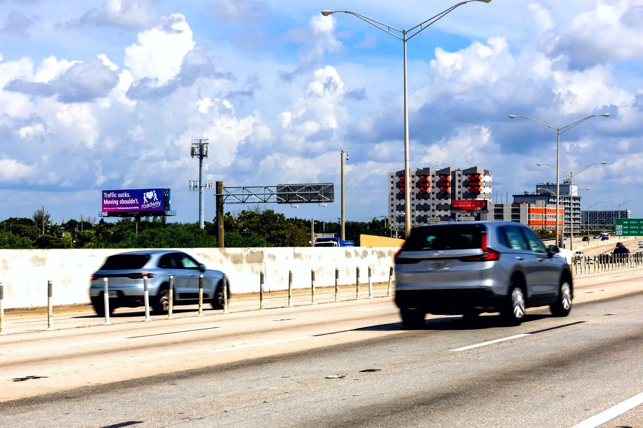 Roadway Moving billboard seen from I-95 at NW 72nd Street