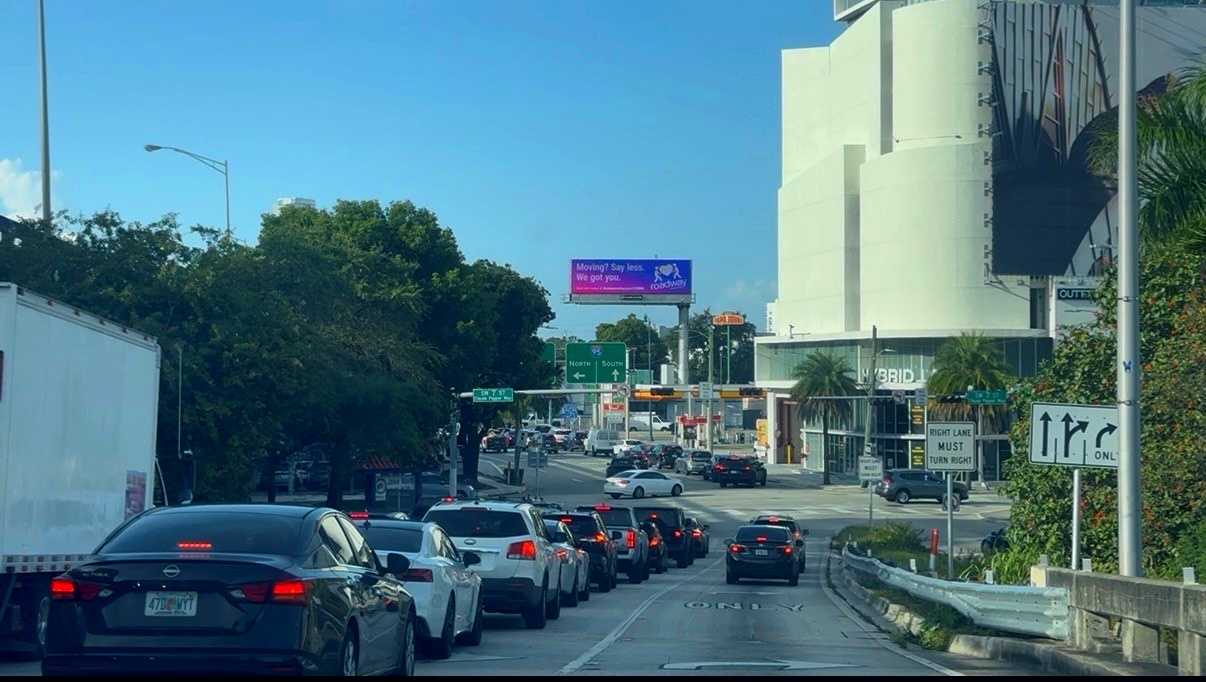 Roadway Moving billboard at I-95 and SW 8th Street near Brickell, Miami